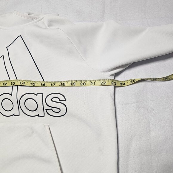 Adidas Mens White Climawarm Hoodie Pullover Logo Sweatshirt Size XL - Picture 5 of 8